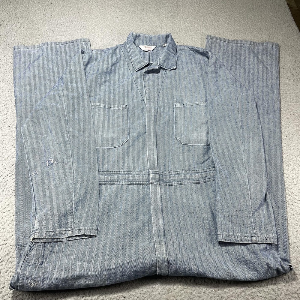 Vintage Walls Coveralls Mens 48 Tall Blue Herringbone Twill Workwear USA